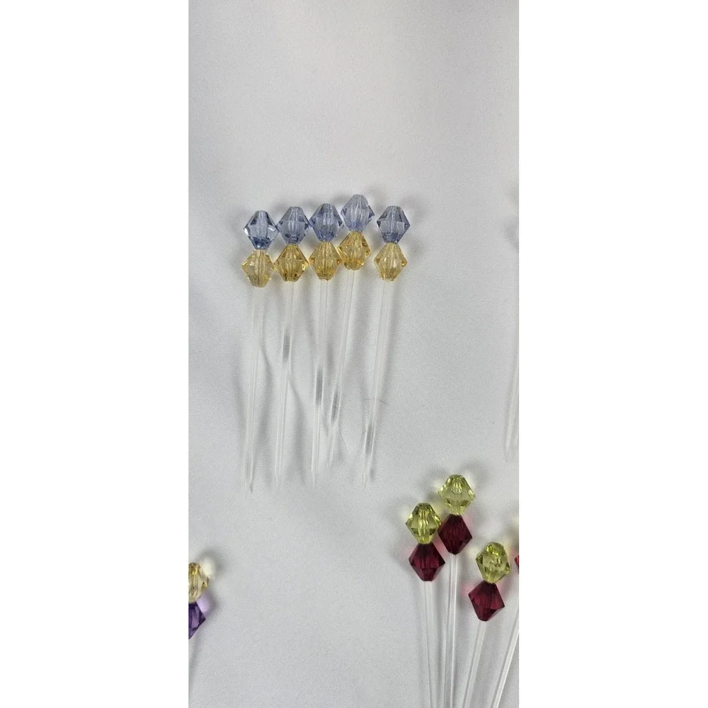 Plastic Cocktail Picks Set Colored Beaded Drink Appetizer‎ Sticks Lot